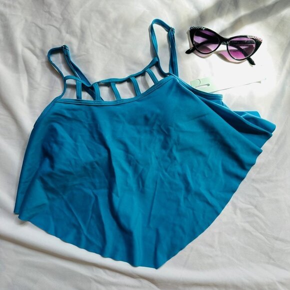 Dressfo Teal Blue Swimsuit Top Tapered Ladder Tankini Swim Top NWT Size S - Picture 1 of 11